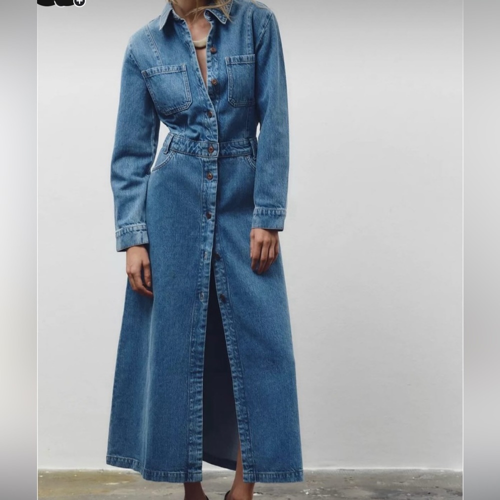 Zara Blue Denim Maxi Dress
